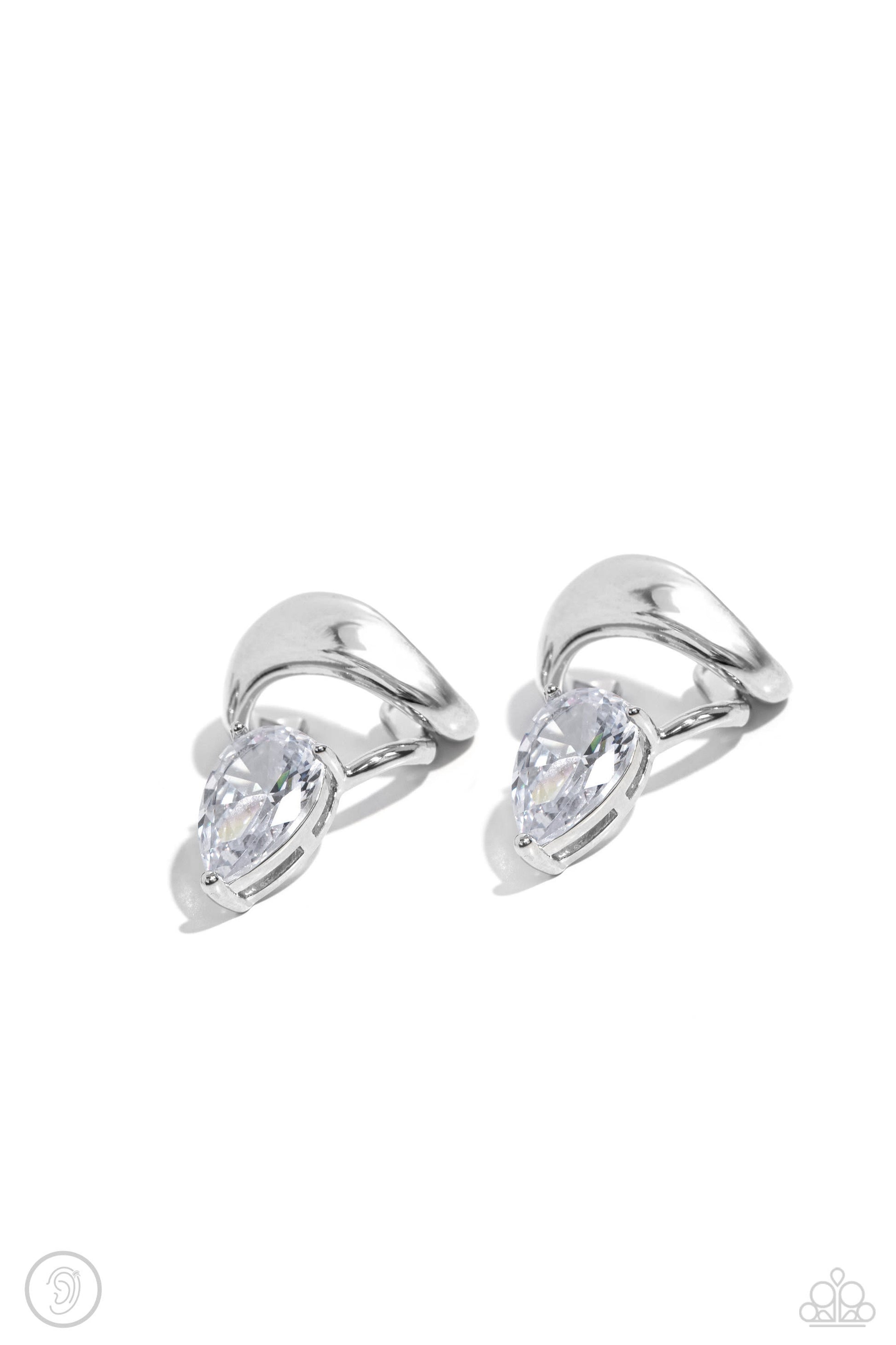 Twisting Teardrop White Ear Cuff - Jewelry by Bretta
