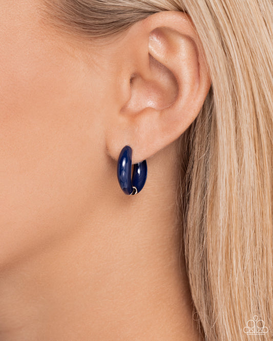 Pivoting Paint Blue Hoop Earrings - Jewelry by Bretta