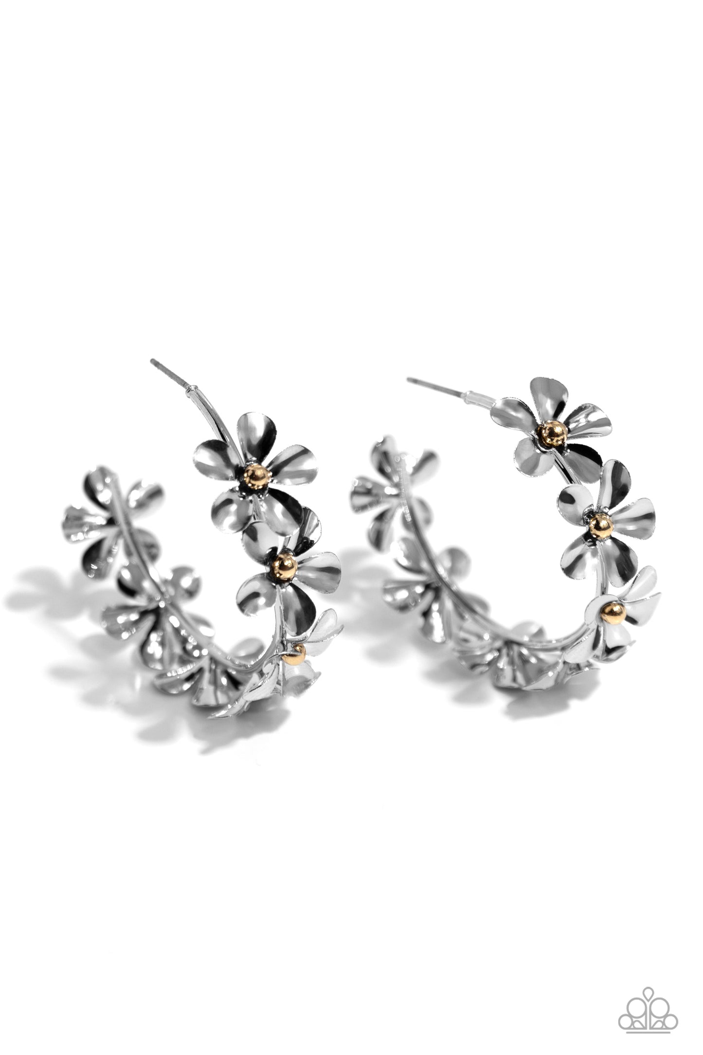 Floral Flamenco Silver flower Hoop Earrings - Jewelry by Bretta