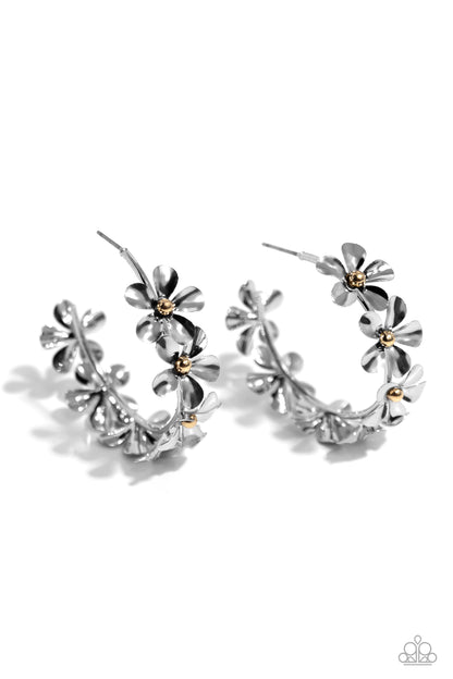 Floral Flamenco Silver flower Hoop Earrings - Jewelry by Bretta