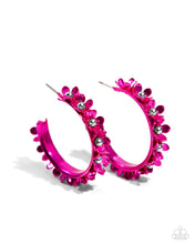 Fashionable Flower Crown Pink Flower Hoop Earrings - Jewelry by Bretta