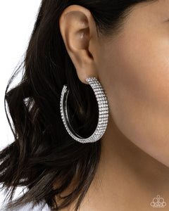 Stacked Symmetry White Rhinestone Hoop Earrings - Jewelry by Bretta