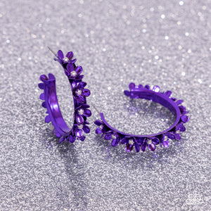 Fashionable Flower Crown Purple Hoop Earrings - Jewelry by Bretta
