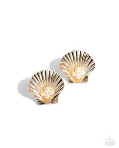 Oyster Opulence Gold Earrings - Jewelry by Bretta