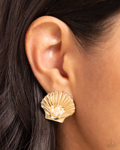 Oyster Opulence Gold Earrings - Jewelry by Bretta