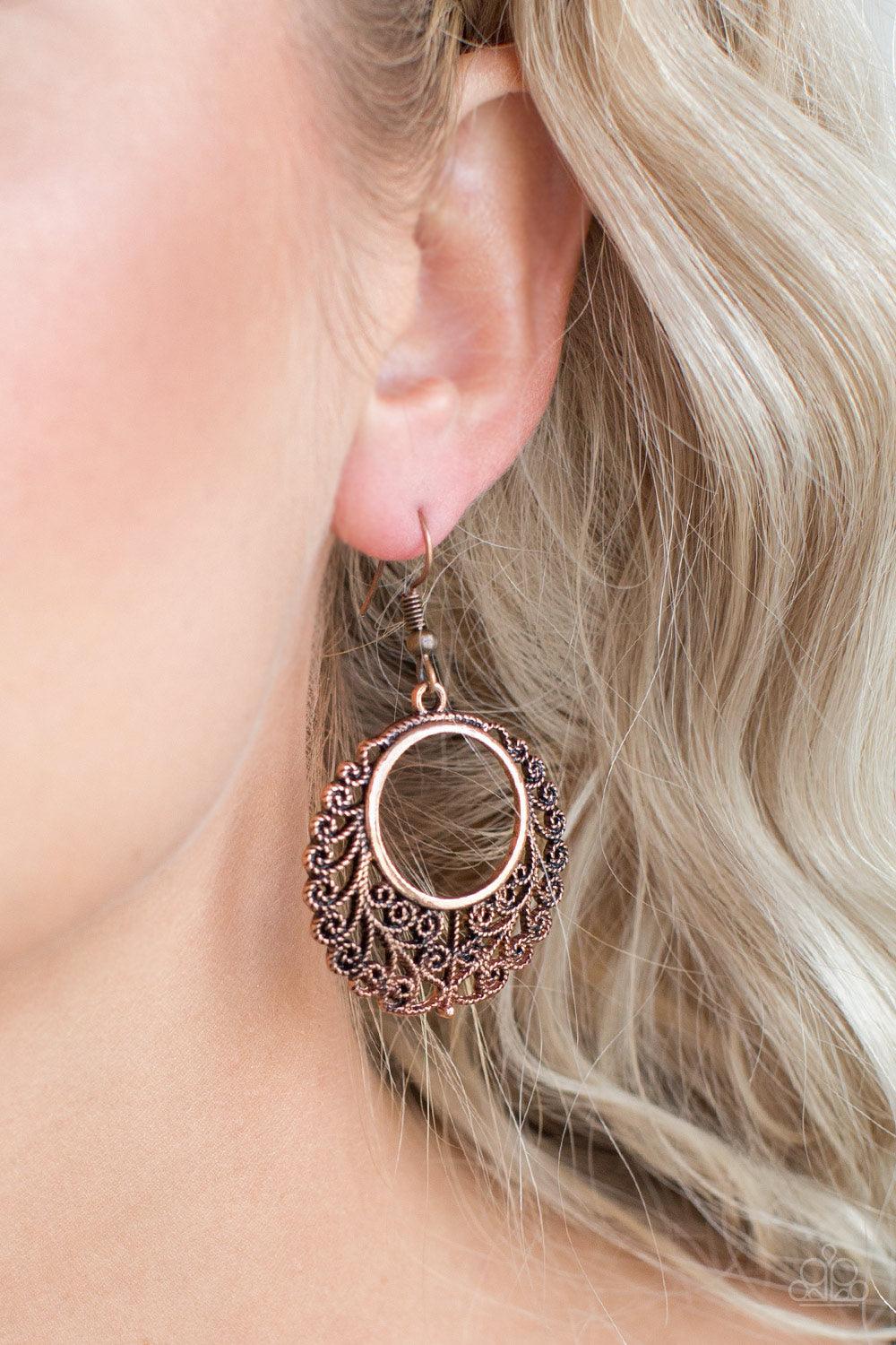 Paparazzi Accessories-Grapevine Glamorous - Copper Earrings
