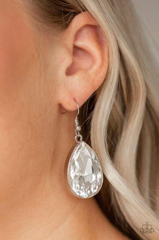Paparazzi Accessories-Limo Ride - White Earrings