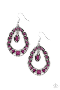 Paparazzi Accessories-Malibu Mardi Gras - Purple Earrings