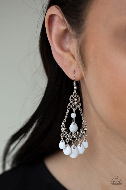 Paparazzi Accessories Malibu Sunset - White Earrings - jewelrybybretta