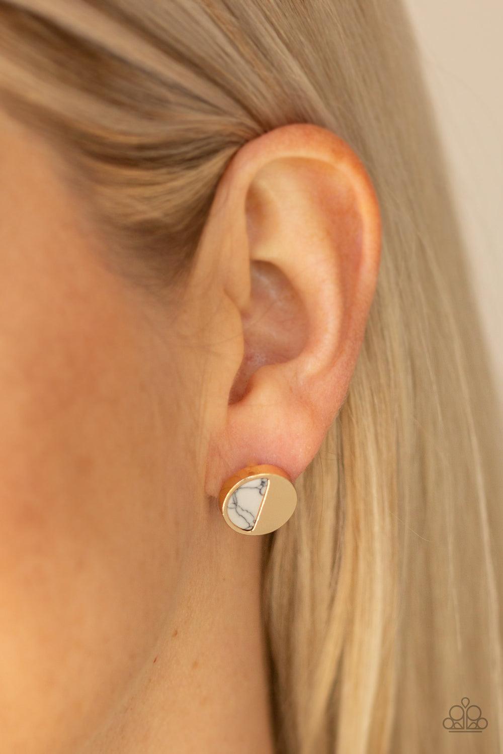 Paparazzi Accessories-Marble Minimalist - White Earrings