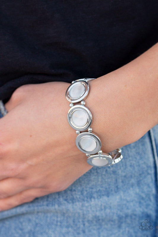Paparazzi Accessories-Muster Up The Luster - White Stretch Bracelets