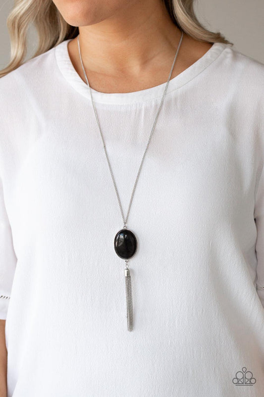 Paparazzi Accessories-Tasseled Tranquility - Black Necklace - jewelrybybretta