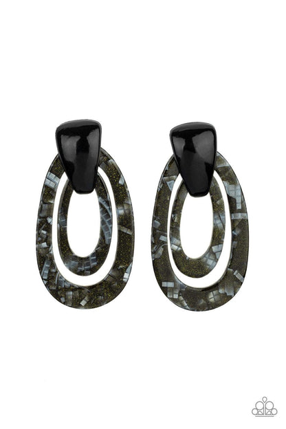 Paparazzi Accessories-The HAUTE Zone - Black Earrings