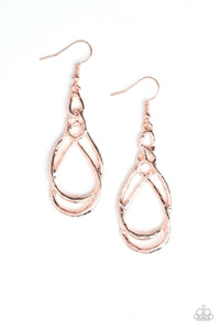 Paparazzi Accessories- Twisted Elegance - Rose Gold Earrings - jewelrybybretta