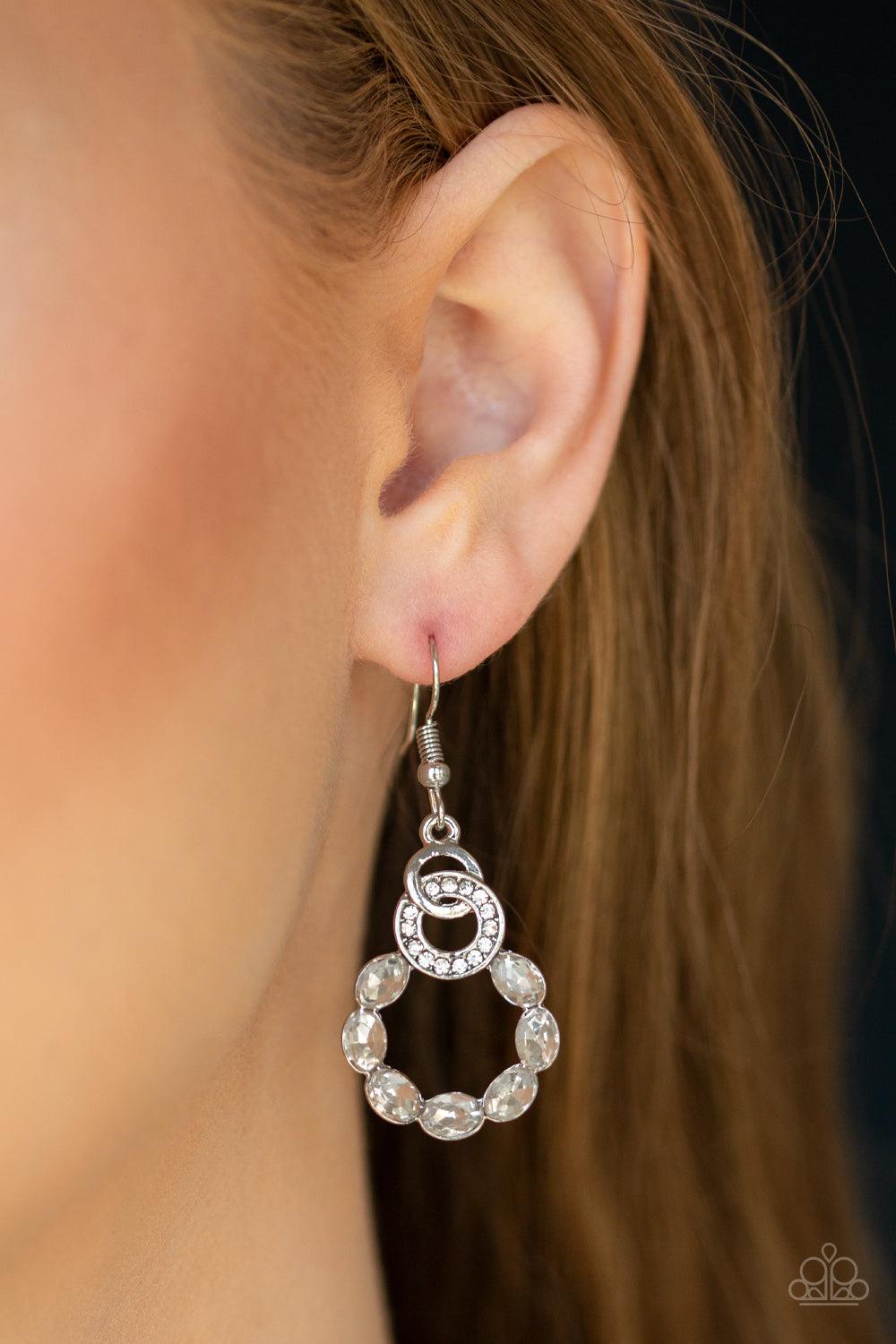 Paparazzi Accessories-Diamond Deluxe - White Earrings - jewelrybybretta