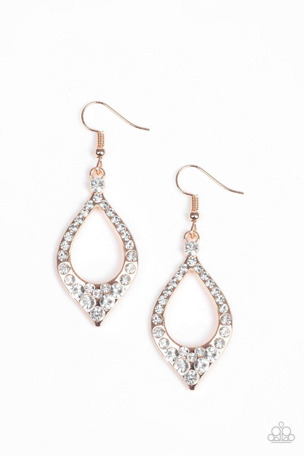 Paparazzi Accessories Finest First Lady - Rose Gold Earrings - jewelrybybretta