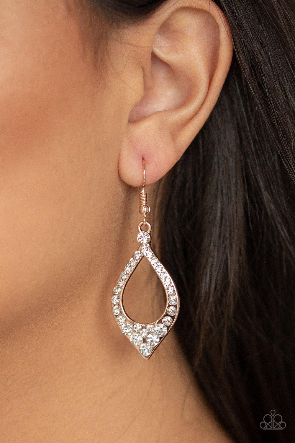 Paparazzi Accessories Finest First Lady - Rose Gold Earrings - jewelrybybretta
