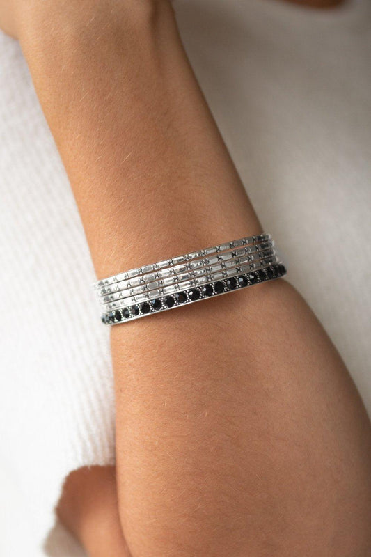  Paparazzi Accessories-Glitzy Grunge - Black Bracelets
