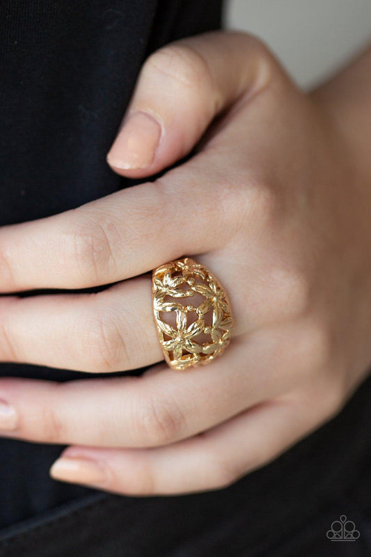 Paparazzi Accessories-Haute Havana - Gold Ring - jewelrybybretta
