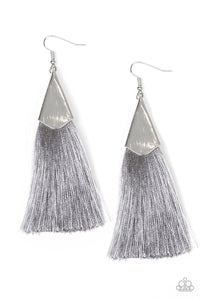 Paparazzi Accessories-In Full PLUME - Silver Earrings - jewelrybybretta