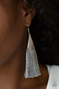 Paparazzi Accessories-In Full PLUME - Silver Earrings - jewelrybybretta