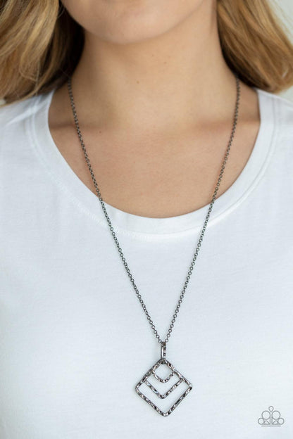 Paparazzi Accessories-Square It Up - Black Necklace