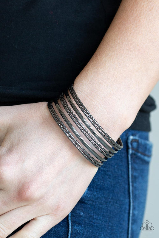 Paparazzi Accessories-Stack Shack - Black Cuff Bracelet