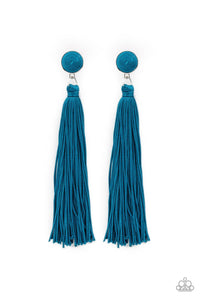 Paparazzi Accessories-Tightrope Tassel - Blue Earrings