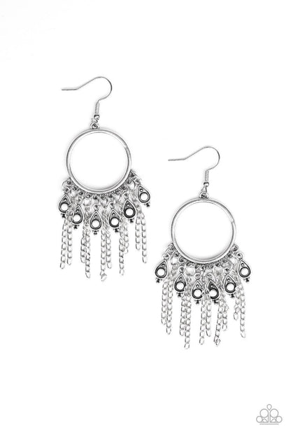 Paparazzi Accessories-Very Vagabond - White Earrings