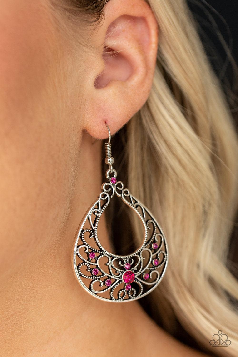 Paparazzi Accessories-Vine Shine - Pink Earrings - jewelrybybretta