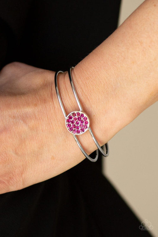 Paparazzi Accessories-Dial Up The Dazzle - Pink Cuff Bracelet - jewelrybybretta