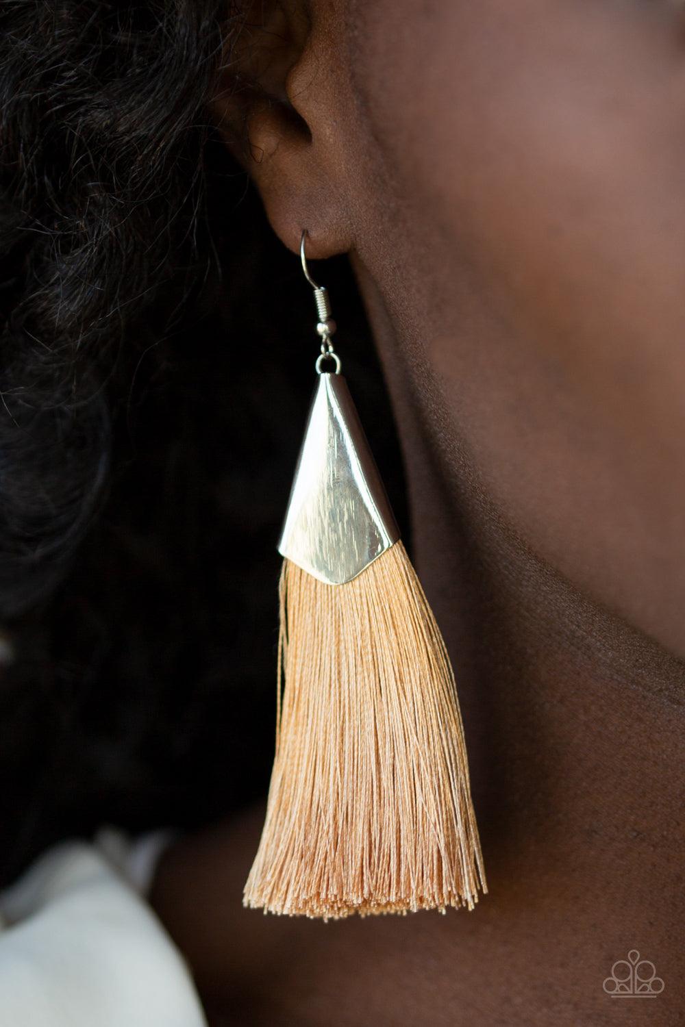 Paparazzi Accessories-In Full PLUME - Brown Earrings