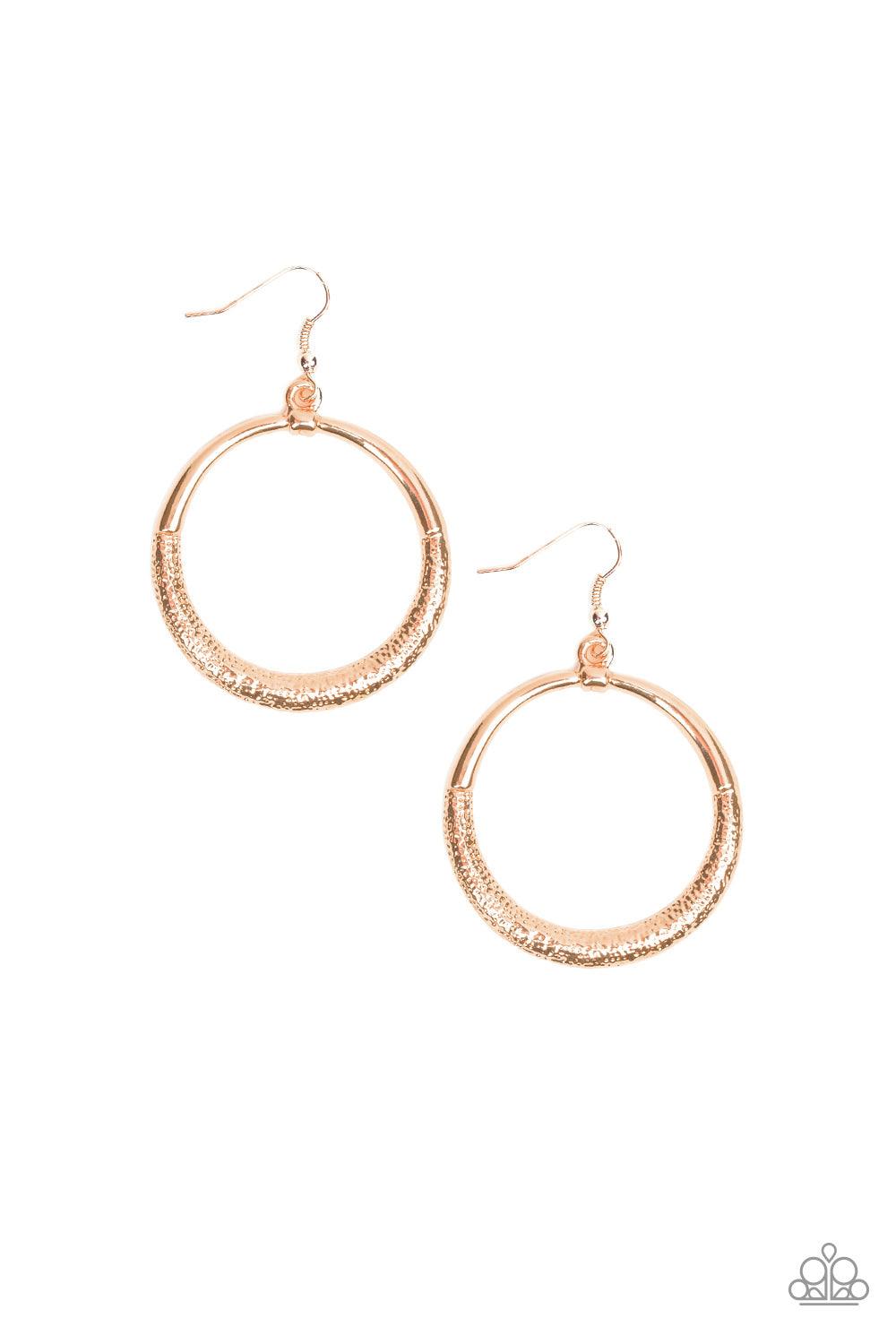 Paparazzi Accessories-Modern Shimmer - Rose Gold Earrings - jewelrybybretta