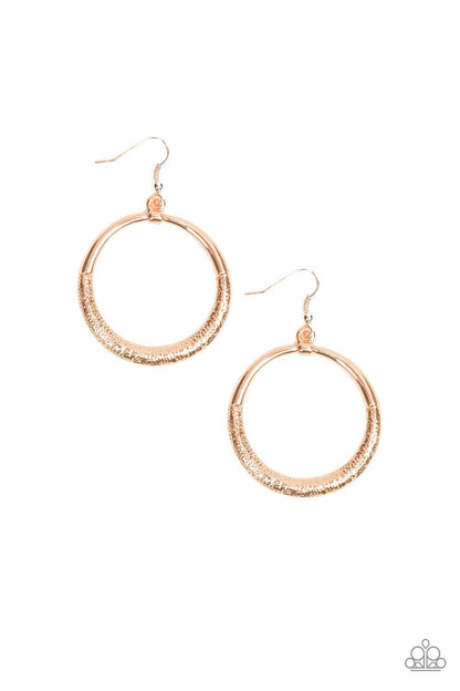 Paparazzi Accessories-Modern Shimmer - Rose Gold Earrings - jewelrybybretta
