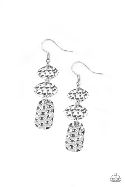 Paparazzi Accessories-Nine to HIVE - Silver Earrings - jewelrybybretta
