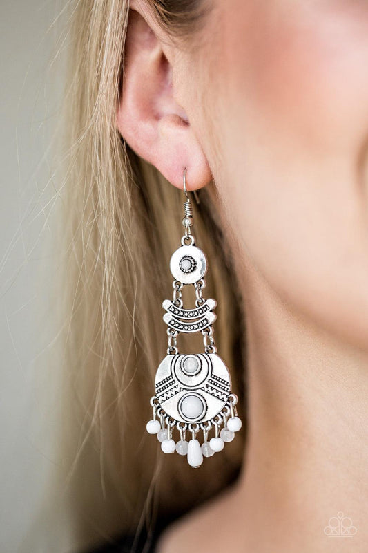 Paparazzi Accessories-Tropic Tribe - White Earrings