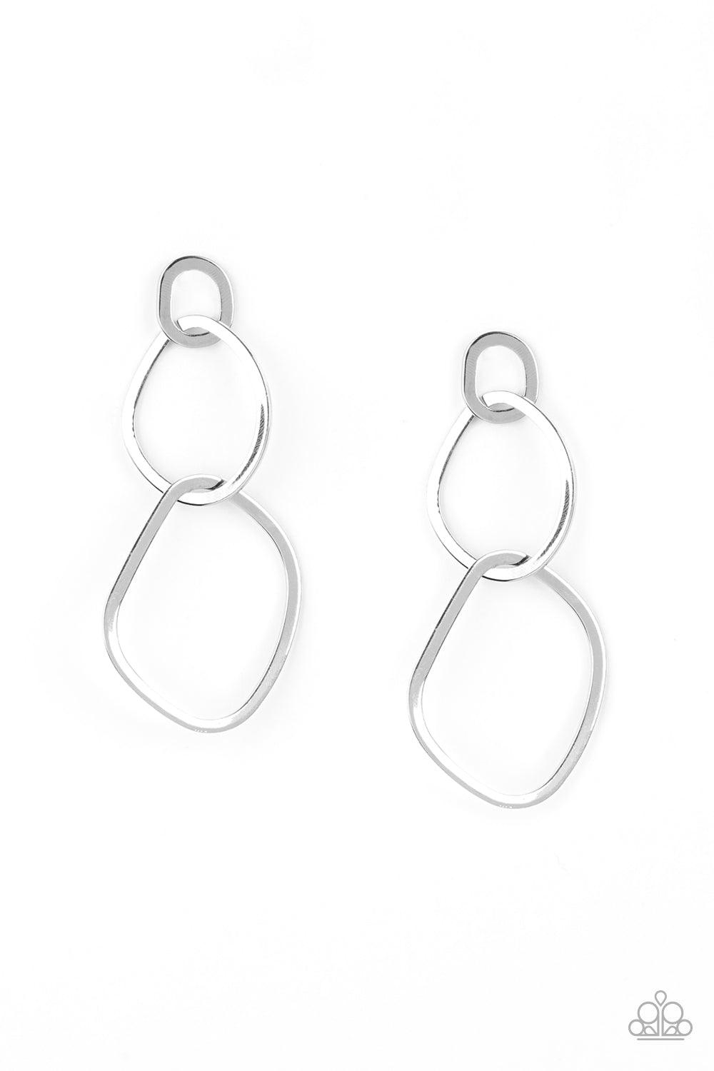 Paparazzi Accessories-Twisted Trio - Silver Earrings - jewelrybybretta
