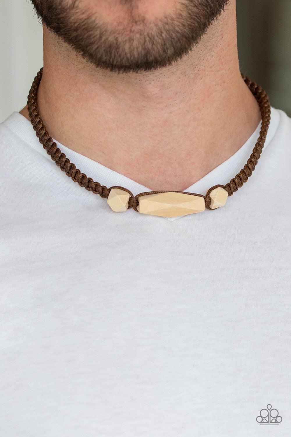 Paparazzi Accessories-Urban Carpentry - Brown Urban Necklace - jewelrybybretta