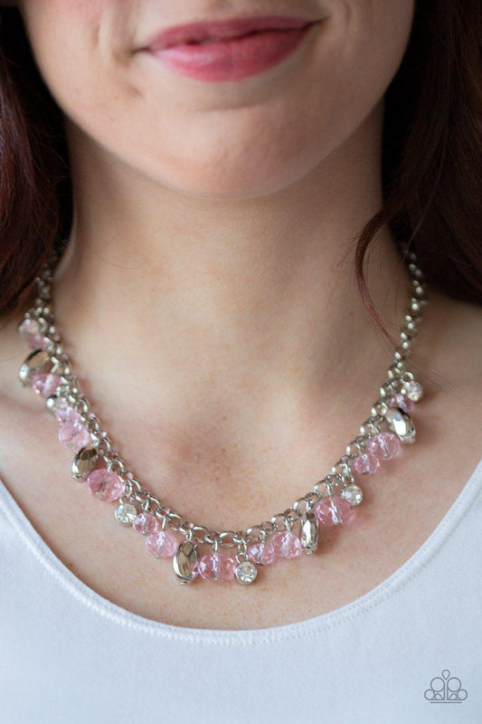 Paparazzi Accessories-Downstage Dazzle - Pink Necklace