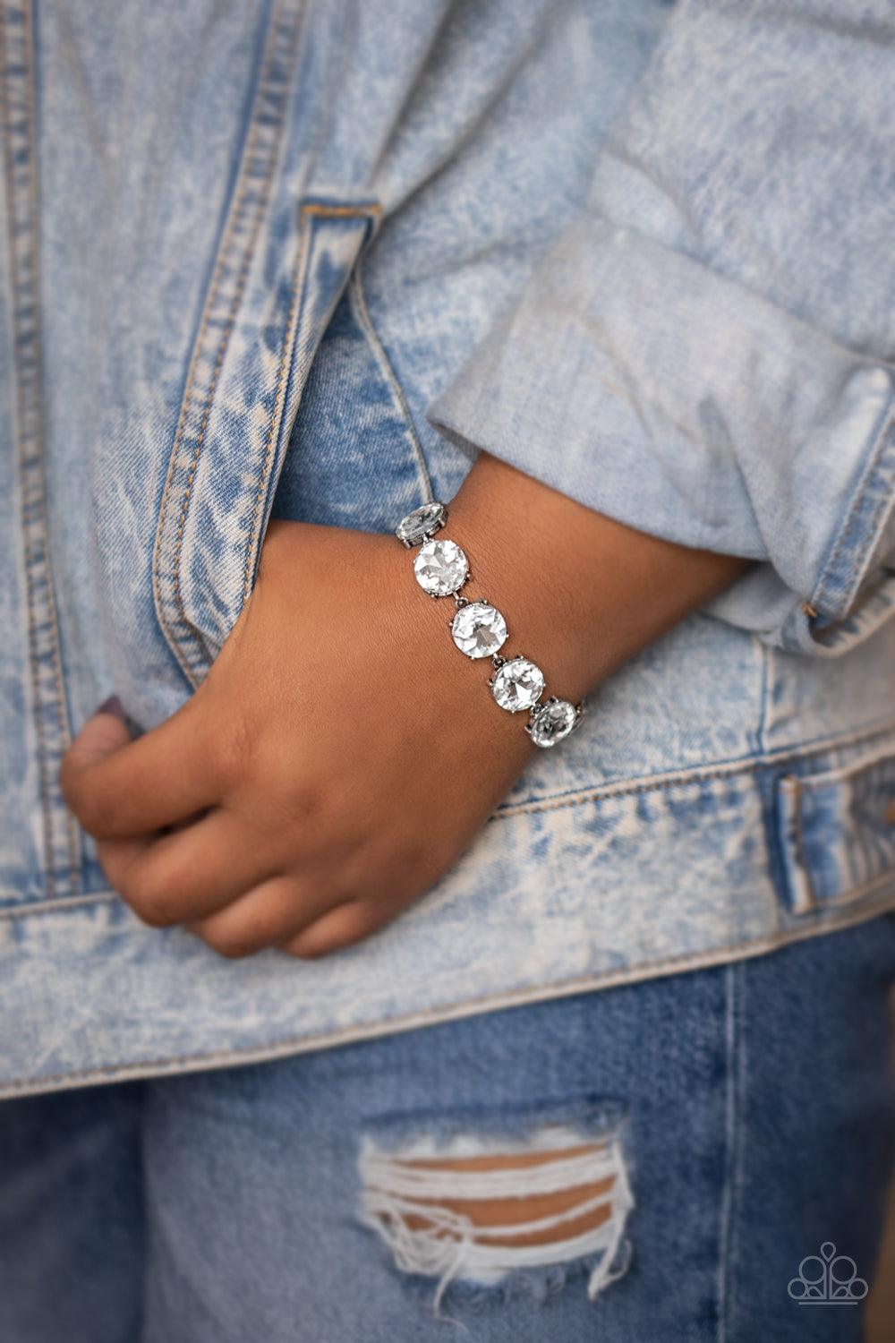 Paparazzi Accessories-Fabulously Flashy - White Bracelet