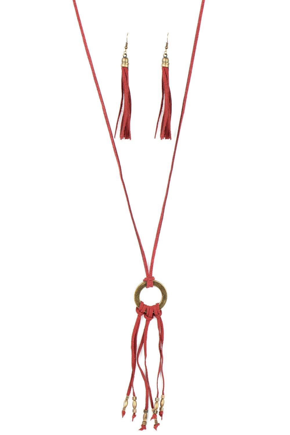  Paparazzi Accessories-Feel at HOMESPUN - Red Necklace