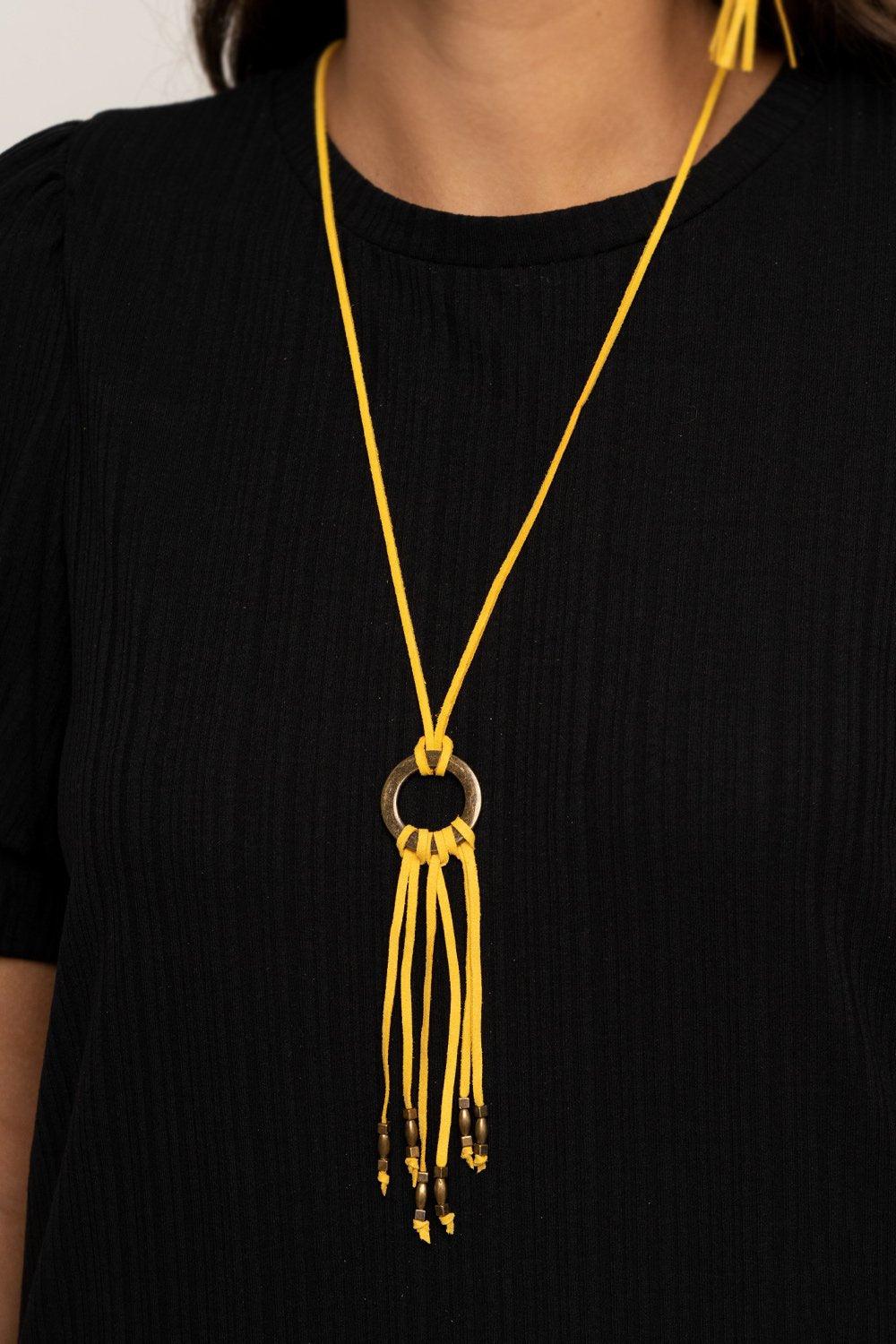 Paparazzi Accessories-Feel at HOMESPUN - Yellow Necklace