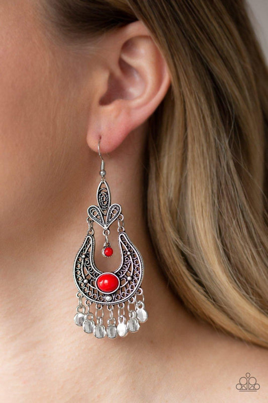 Paparazzi Accessories-Fiesta Flair - Red Earrings