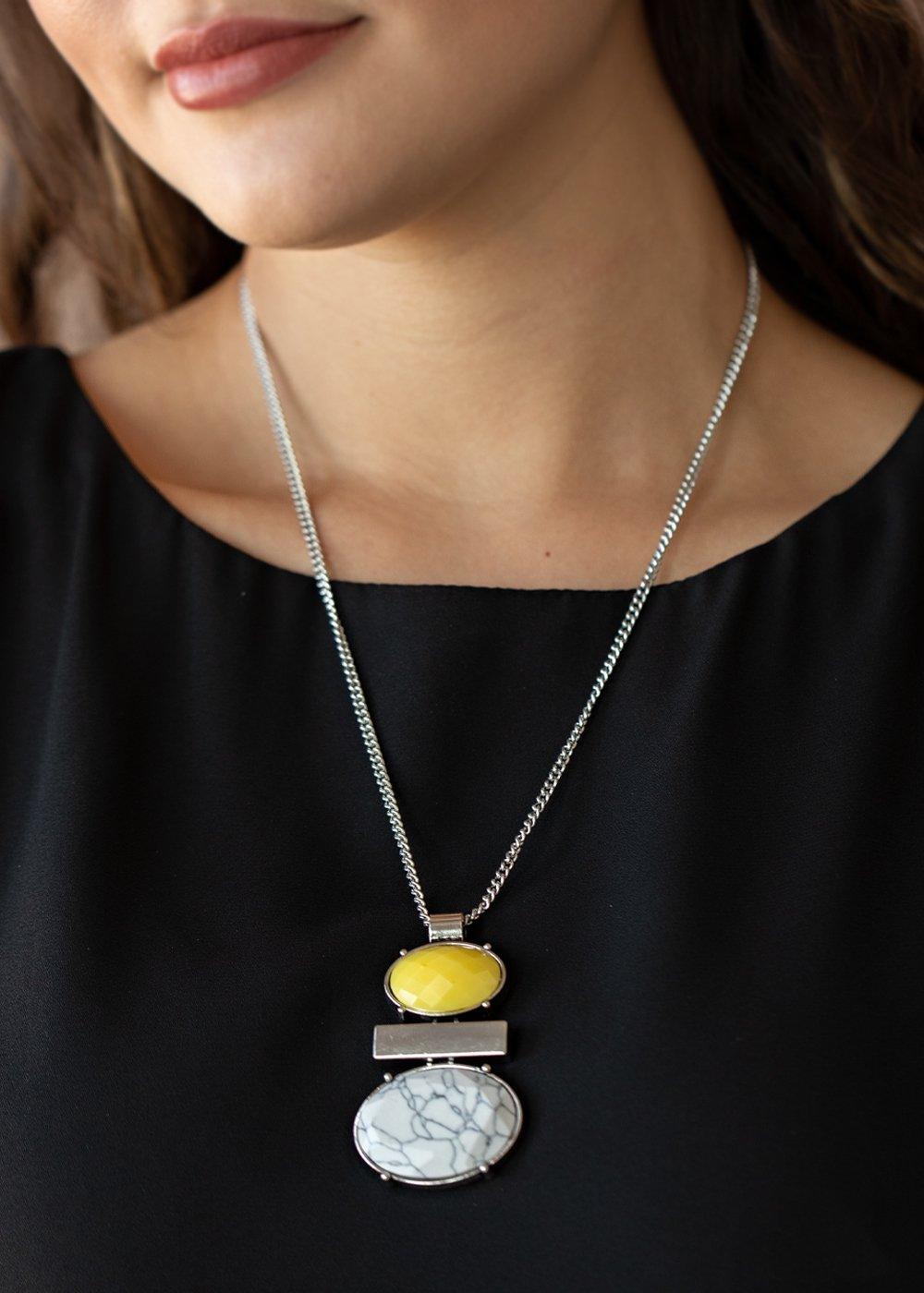  Paparazzi Accessories-Finding Balance - Yellow Necklace