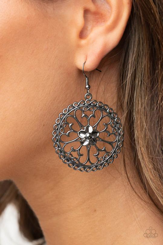 Floral Fortune Black Earrings - Jewelry by Bretta