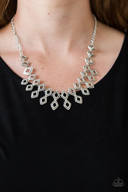 Paparazzi Accessories-Geocentric - Silver Necklace