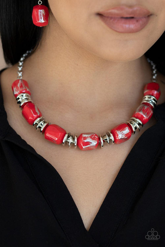 Paparazzi Accessories-Girl Grit - Red Necklace