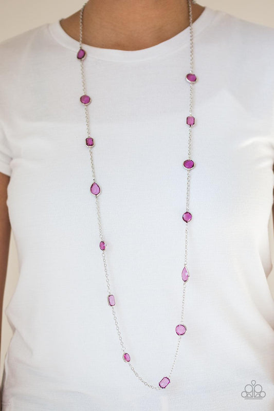 Paparazzi Accessories-Glassy Glamorous - Purple Necklace