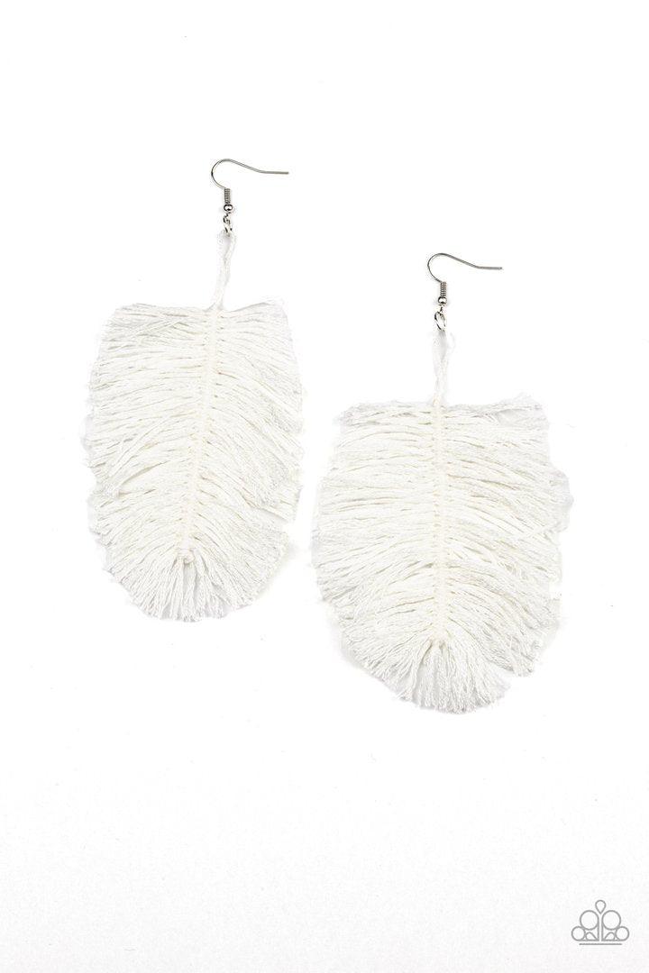 Paparazzi Accessories-Hanging By A Thread- White Earrings