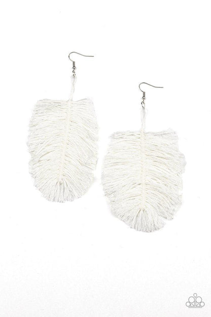 Paparazzi Accessories-Hanging By A Thread- White Earrings